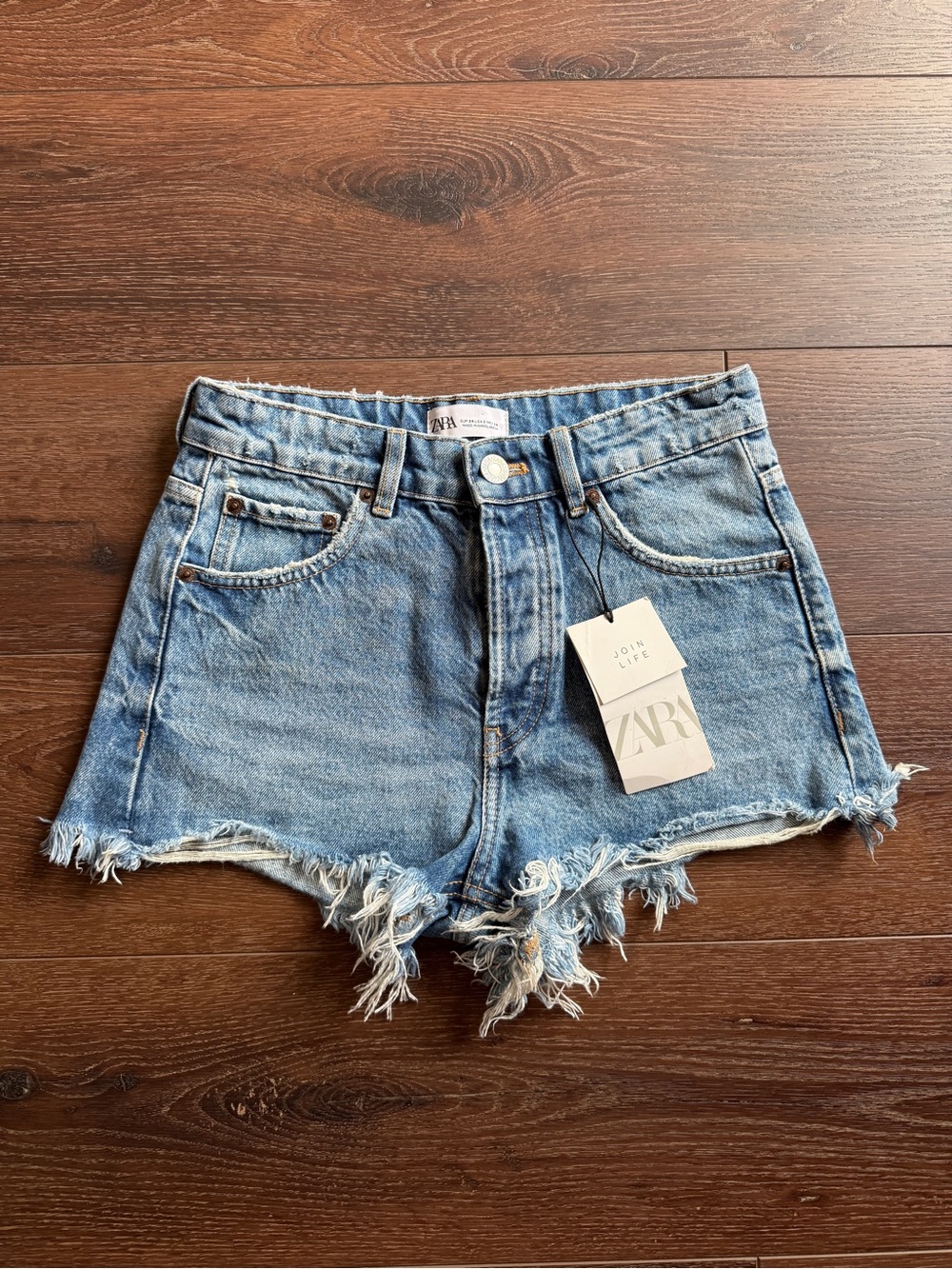 ZARA Light Blue Frayed Hem Denim Shorts